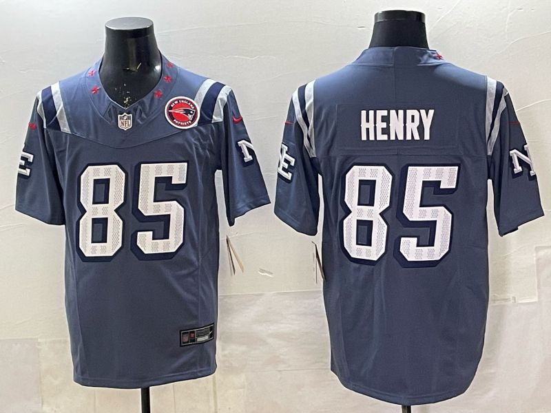 Men 2025 New England Patriots #85 Henry blue 5th generation Throwback Nike Limited NFL Jersey style 011